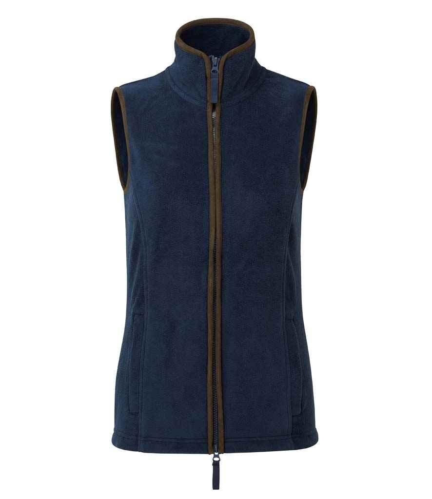 Premier Ladies Artisan Fleece Gilet in Navy/Brown