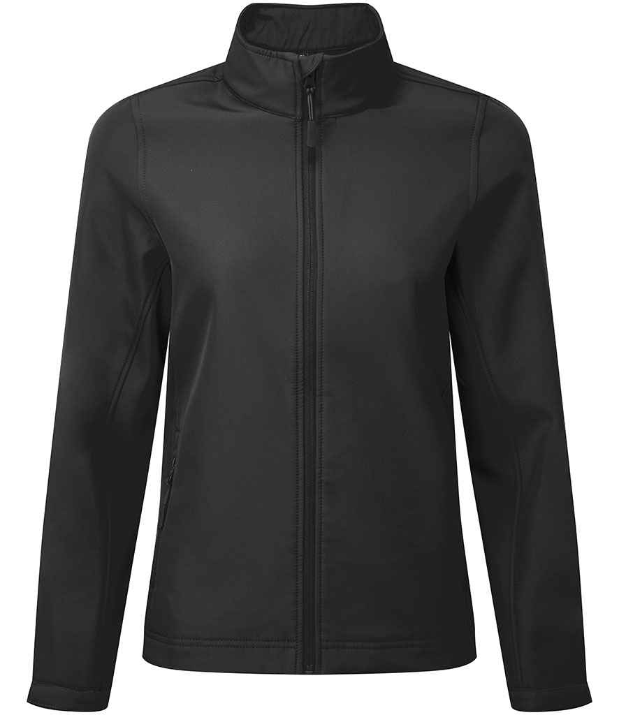 Premier Ladies Windchecker® Recycled Printable Soft Shell Jacket in Black