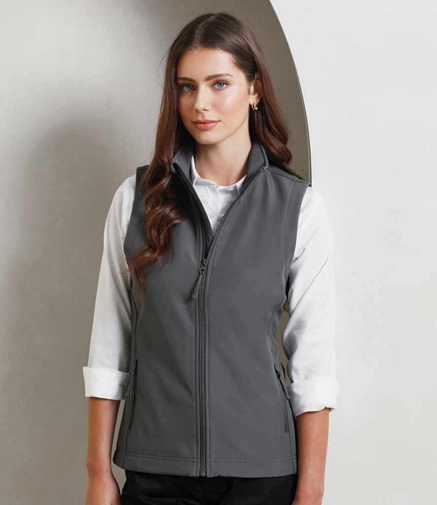 Premier Premier Ladies Windchecker® Recycled Printable Soft Shell Gilet Dark Grey
