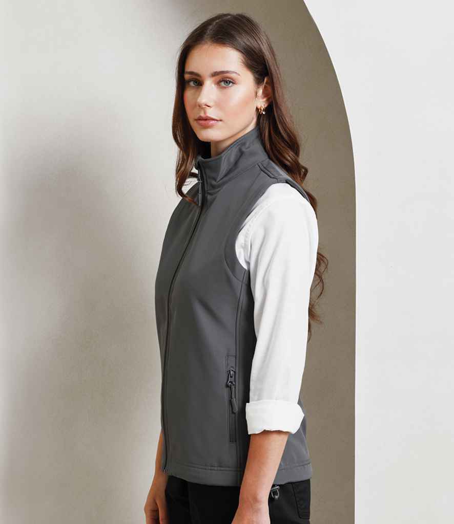 Premier Premier Ladies Windchecker® Recycled Printable Soft Shell Gilet Dark Grey
