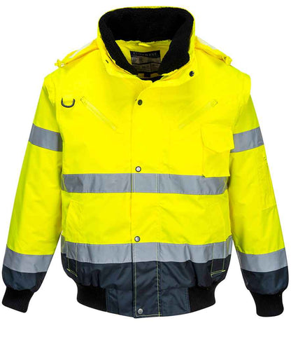 Portwest Portwest 3-in-1 Hi-Vis Bomber Jacket Yellow/Navy