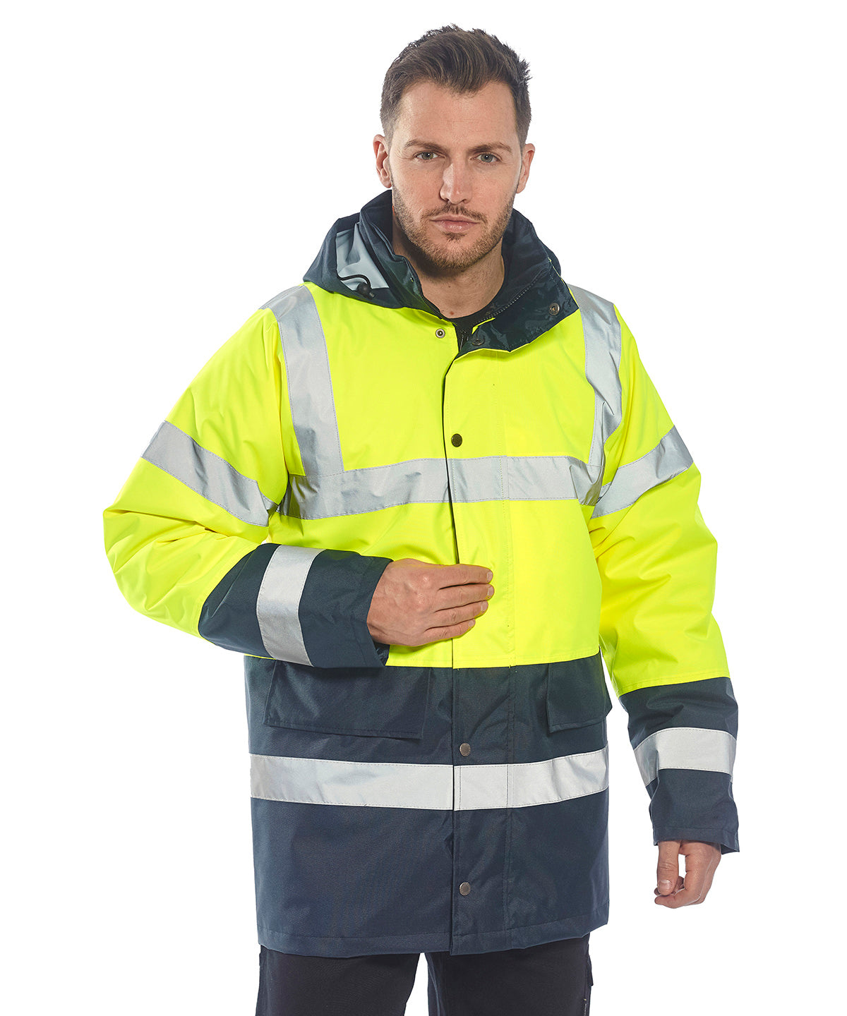 Portwest Hi-vis traffic jacket (S466/S467) Orange/Navy