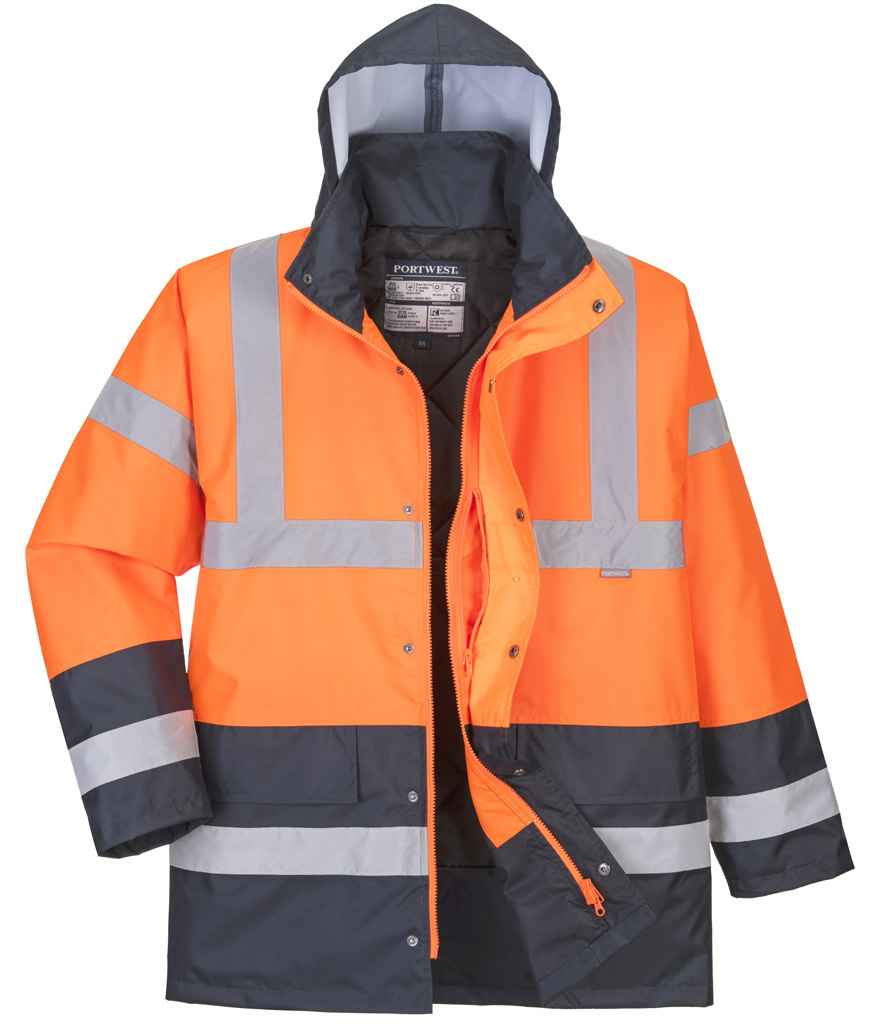 Portwest Portwest Hi-Vis Contrast Traffic Jacket Orange/Navy