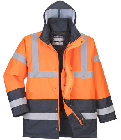 Portwest Portwest Hi-Vis Contrast Traffic Jacket Orange/Navy