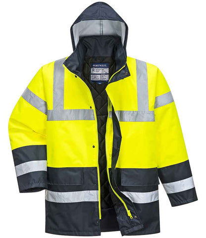 Portwest Hi-Vis Contrast Traffic Jacket in Yellow/Navy
