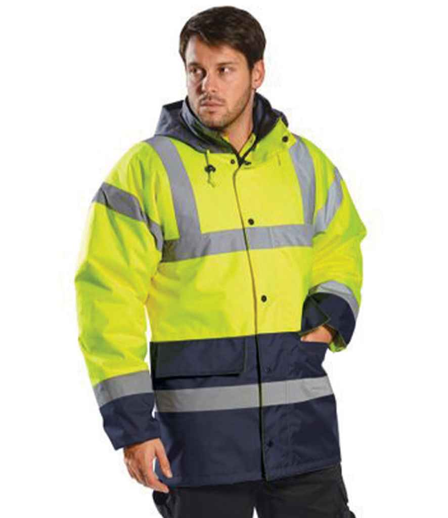 Portwest Portwest Hi-Vis Contrast Traffic Jacket Yellow/Navy