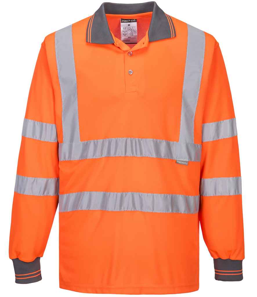 Portwest Portwest Hi-Vis Long Sleeve Polo Shirt Orange