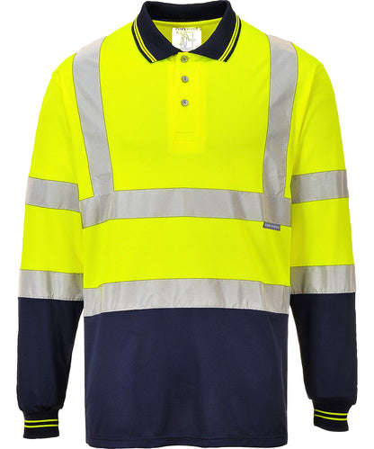 Portwest Two-tone long sleeve polo (S279) Yellow/Navy