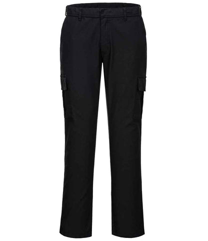 Portwest Stretch Slim Combat Trousers in Black