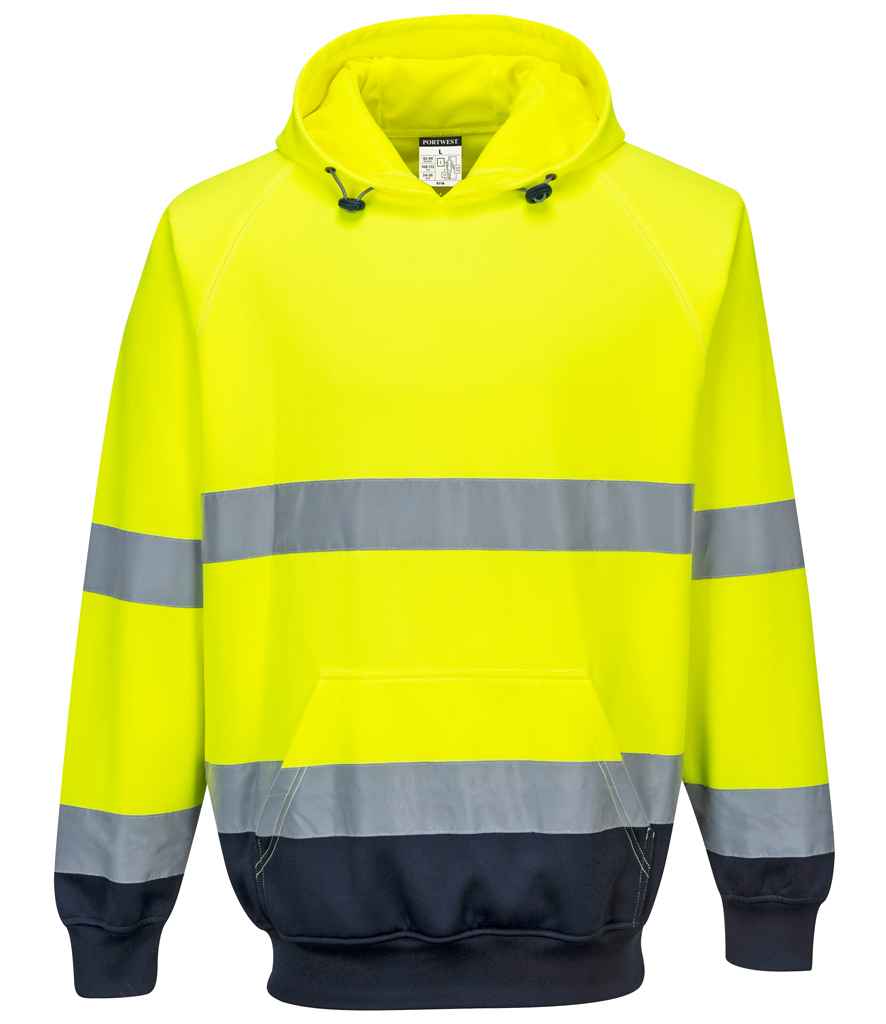 Portwest Portwest Hi-Vis Two Tone Hooded Sweatshirt Yellow/Navy
