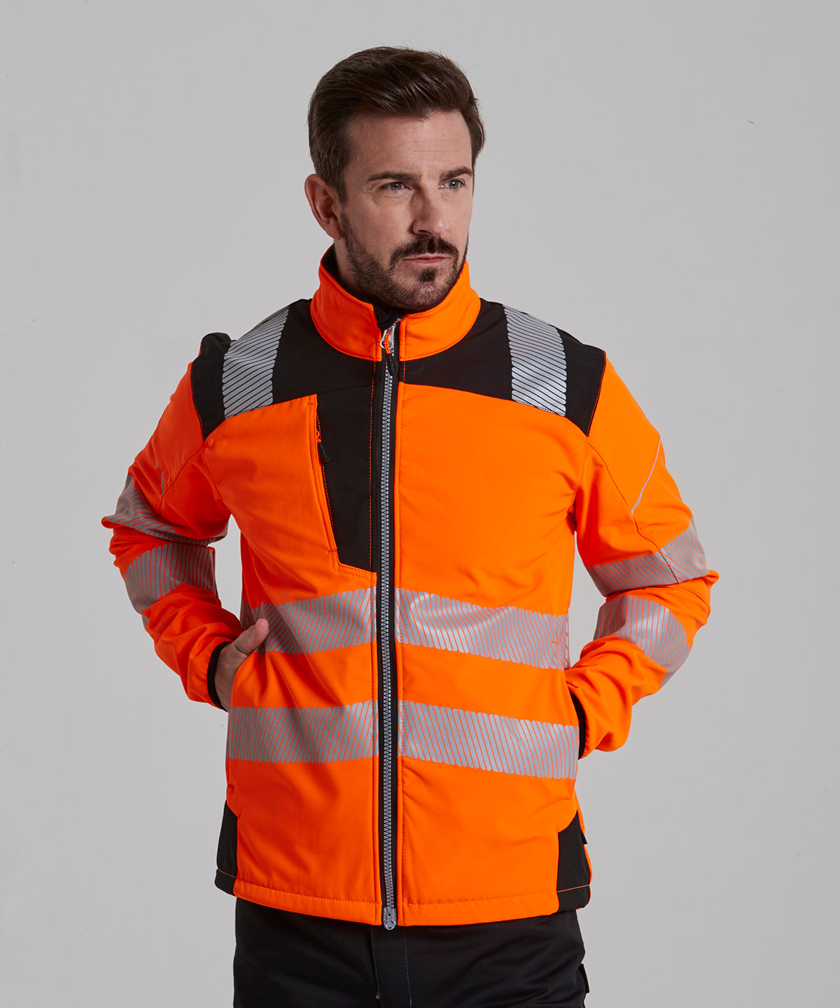 Portwest PW3 Hi-vis softshell jacket (T402) Orange/Black