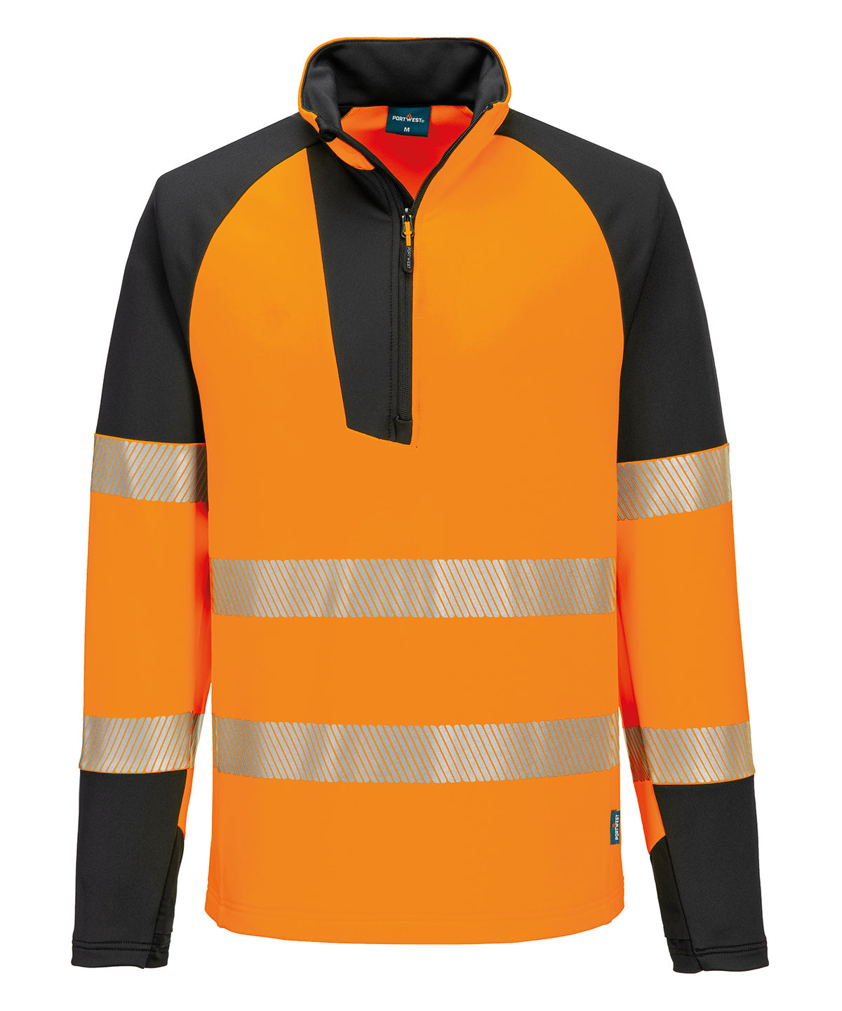 Portwest PW3 Hi-vis ¼-zip sweatshirt (T172) Orange/Black