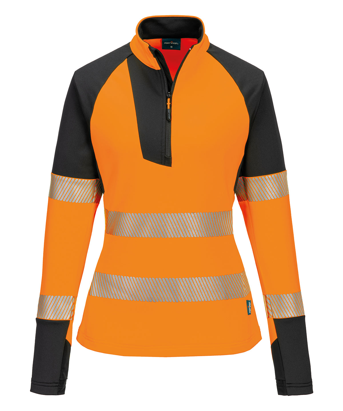 Portwest Women’s PW3 Hi-vis ¼-zip sweatshirt (T173) Orange/Black