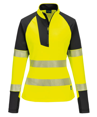 Portwest Women’s PW3 Hi-vis ¼-zip sweatshirt (T173) Yellow/Black