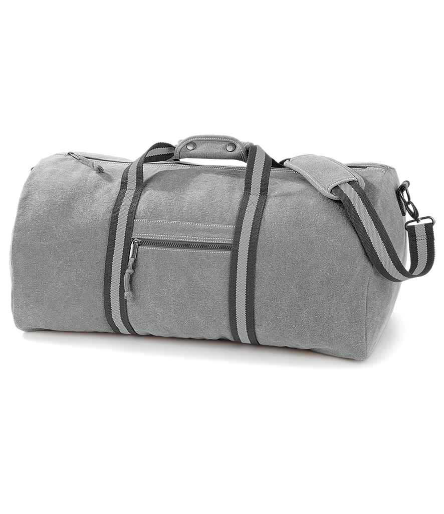 Quadra Vintage Canvas Holdall in Vintage Light Grey