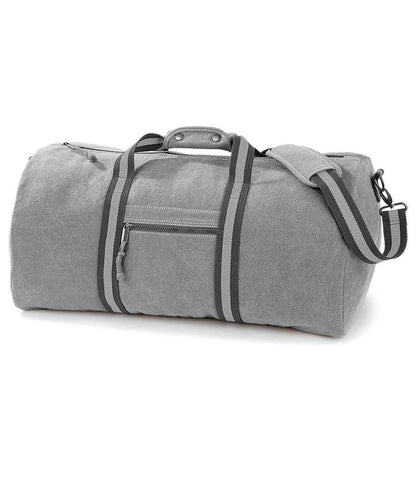 Quadra Vintage Canvas Holdall in Vintage Light Grey