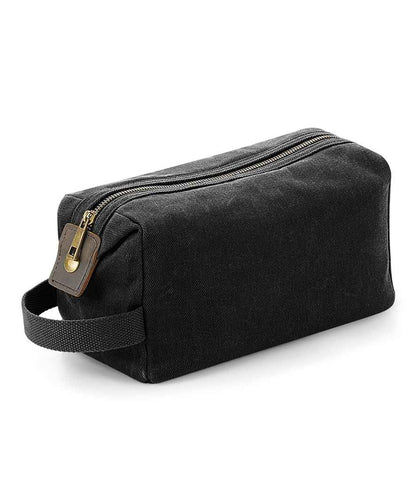 Quadra Heritage Waxed Canvas Wash Bag in Black