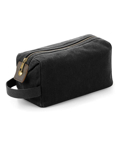 Quadra Heritage waxed canvas wash bag Black