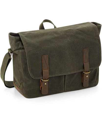 Quadra Heritage Waxed Canvas Messenger Bag - model image