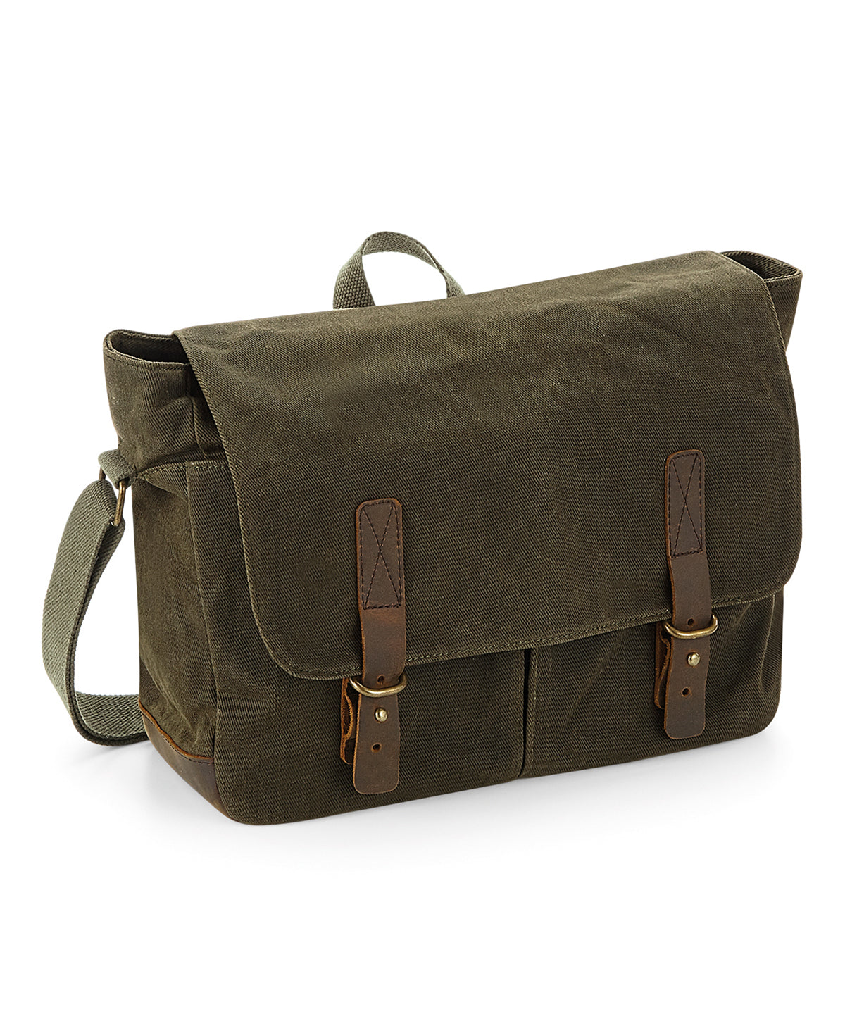 Quadra Heritage waxed canvas messenger Olive Green