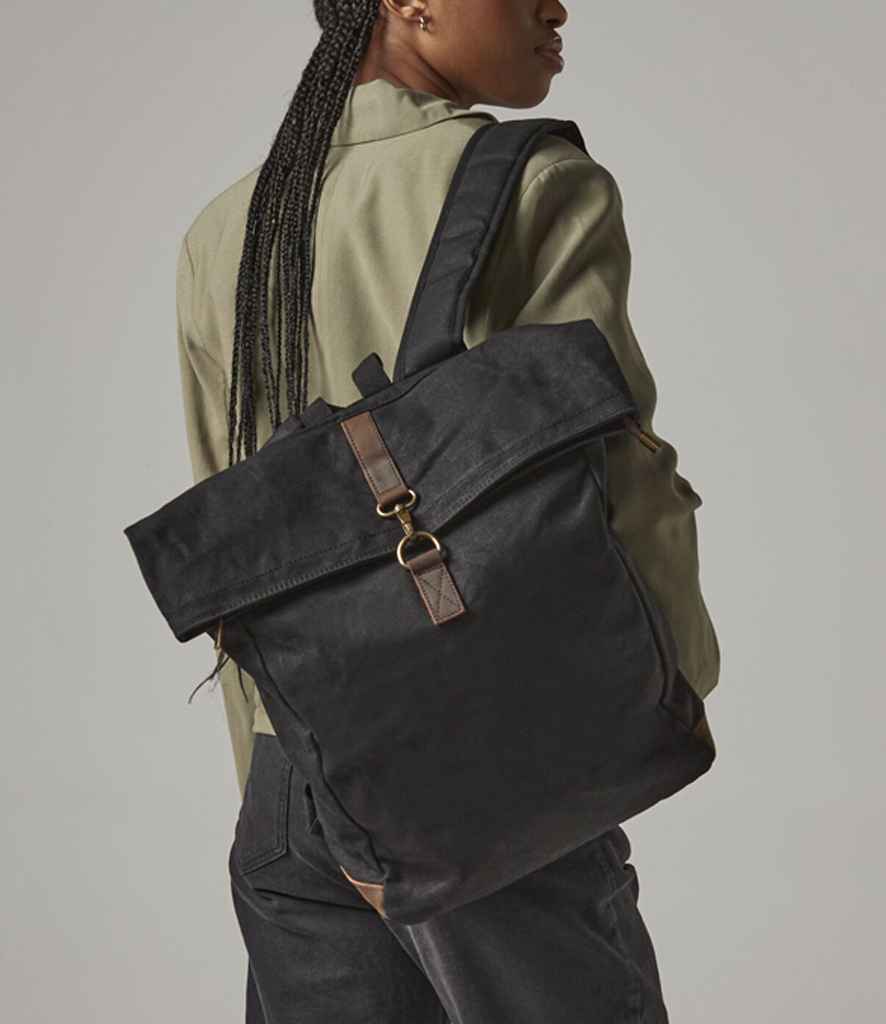 Quadra Heritage Waxed Canvas Backpack - model image