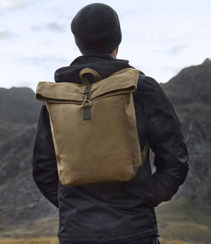 Quadra Heritage Waxed Canvas Backpack - model image