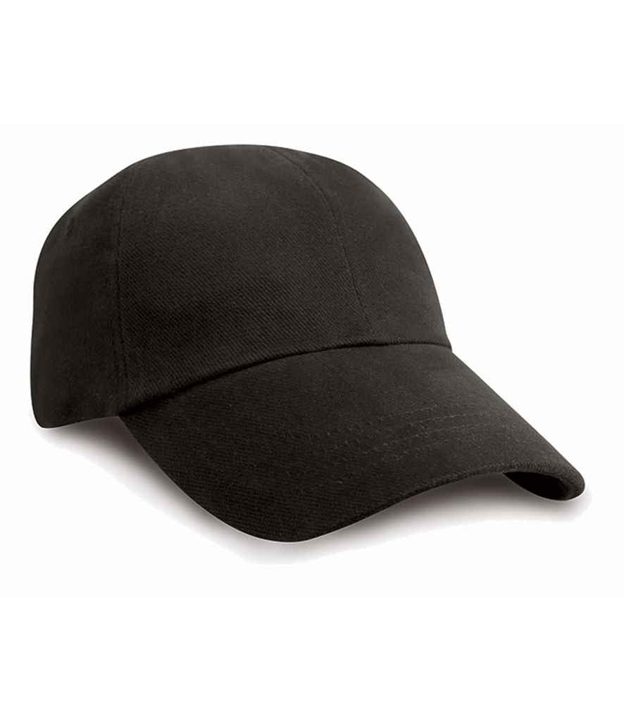 Result Kids Low Profile Heavy Brushed Cotton Cap in Black
