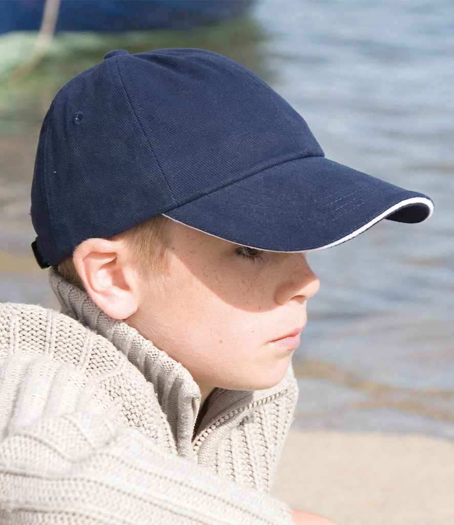 Result Kids Low Profile Heavy Brushed Cotton Cap with Sandwich Peak - model image