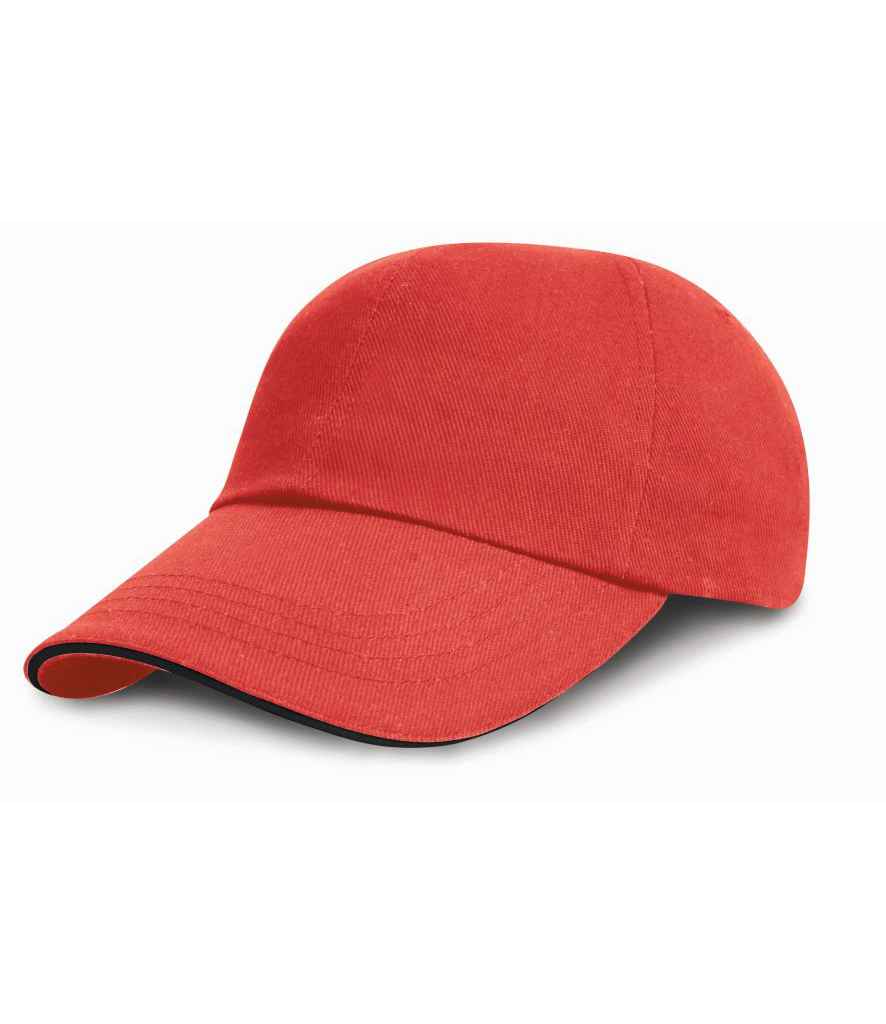 Result Low Profile Heavy Brushed Cotton Cap with Sandwich Peak in Red/Black