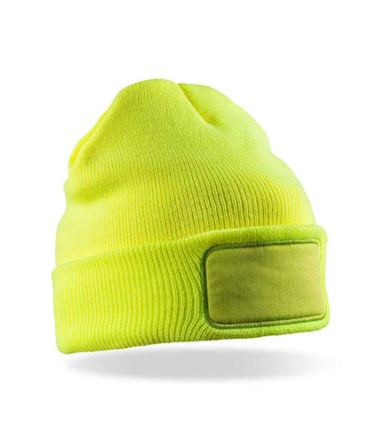 Result Double Knit Thinsulate™ Printers Beanie in Fluorescent Yellow