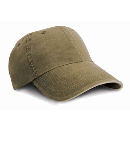 Result Washed Fine Line Cotton Cap in Olive Green