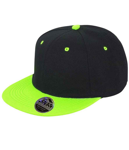 Result Contrast Bronx Snapback Cap in Black/Lime Green