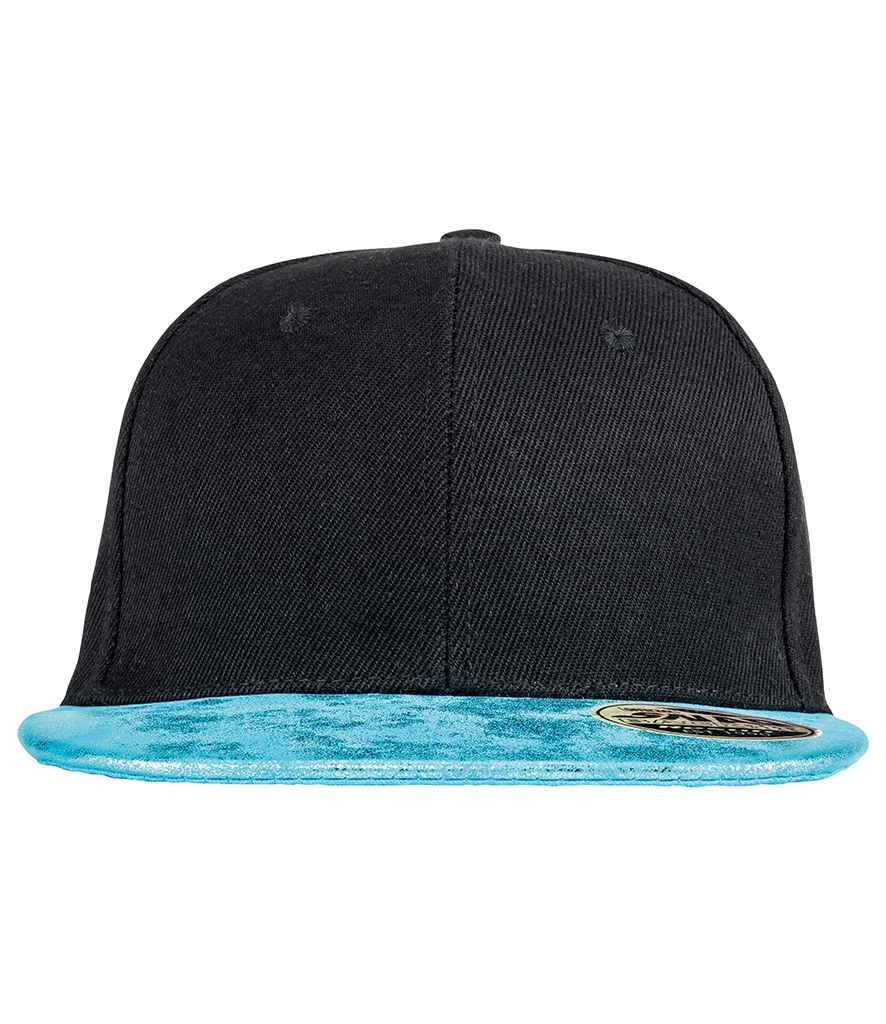 Result Bronx Glitter Snapback Cap in Black/Turquoise Blue
