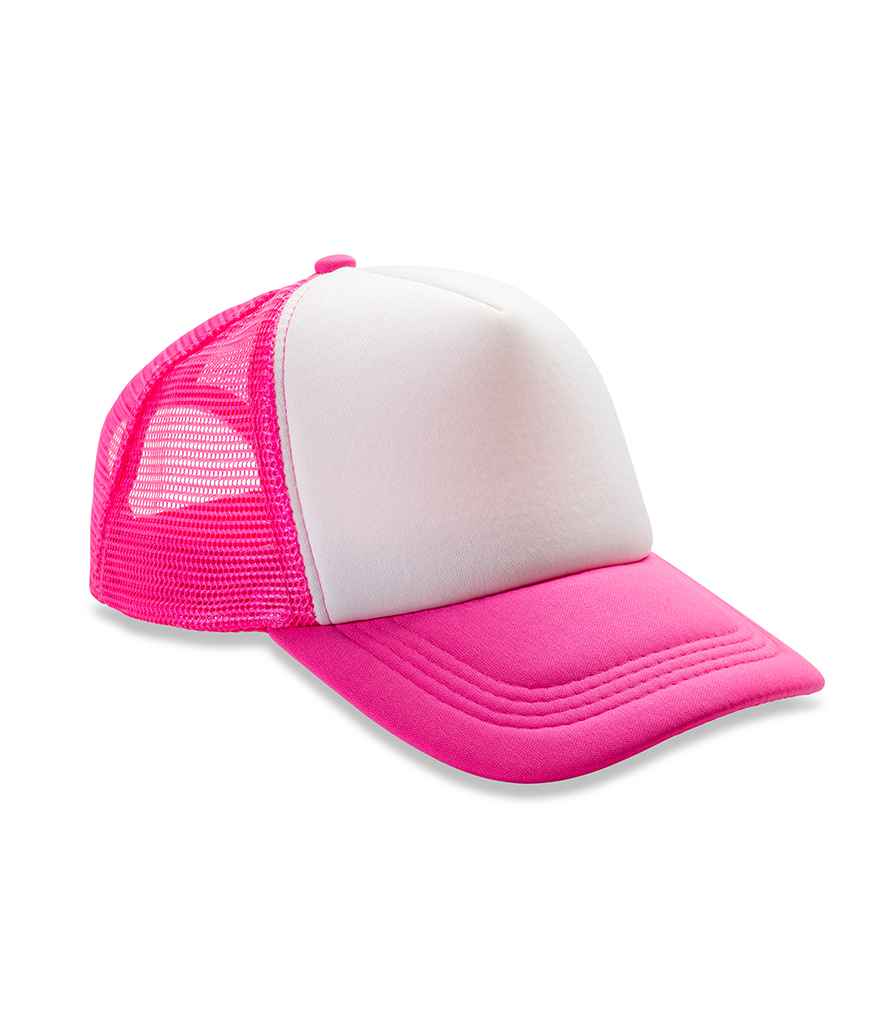 Result Core 1/2 Mesh Truckers Cap in Super Pink/White