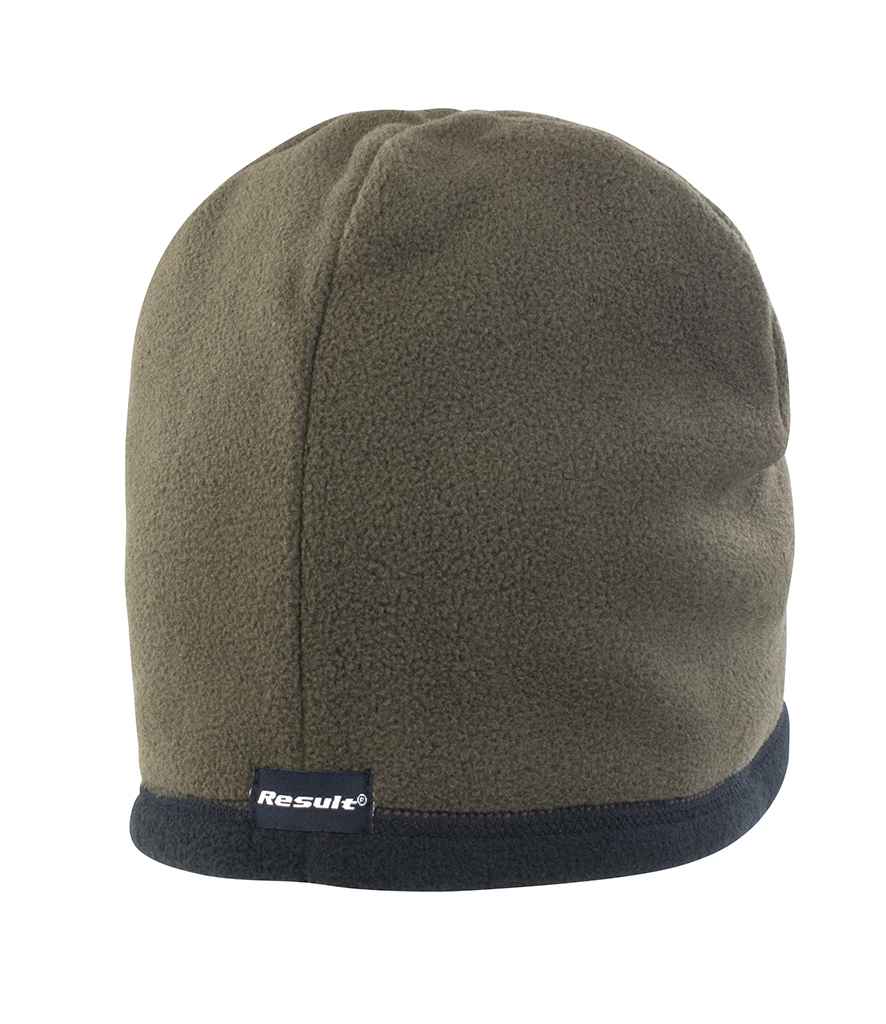 Result Reversible Micro Fleece Bob Hat in Olive Green/Black