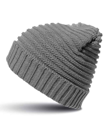 Result Braided Fleece Lined Hat in Grey