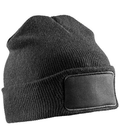 Result Recycled Double Knit Printers Beanie in Black
