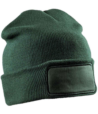 Result Recycled Double Knit Printers Beanie in Bottle Green