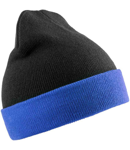 Result Recycled Compass Beanie in Black/Royal Blue
