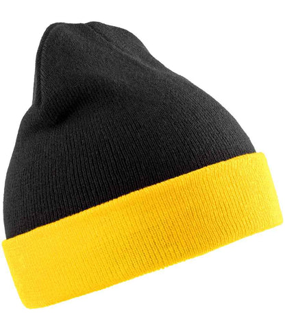 Result Recycled Compass Beanie in Black/Yellow