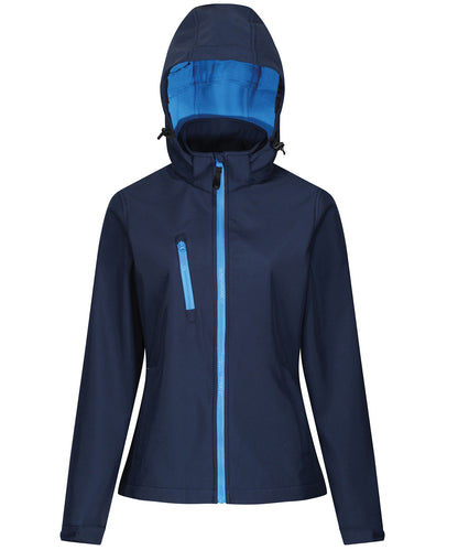 Regatta Professional Women's venturer 3-layer hooded softshell jacket Navy/French Blue