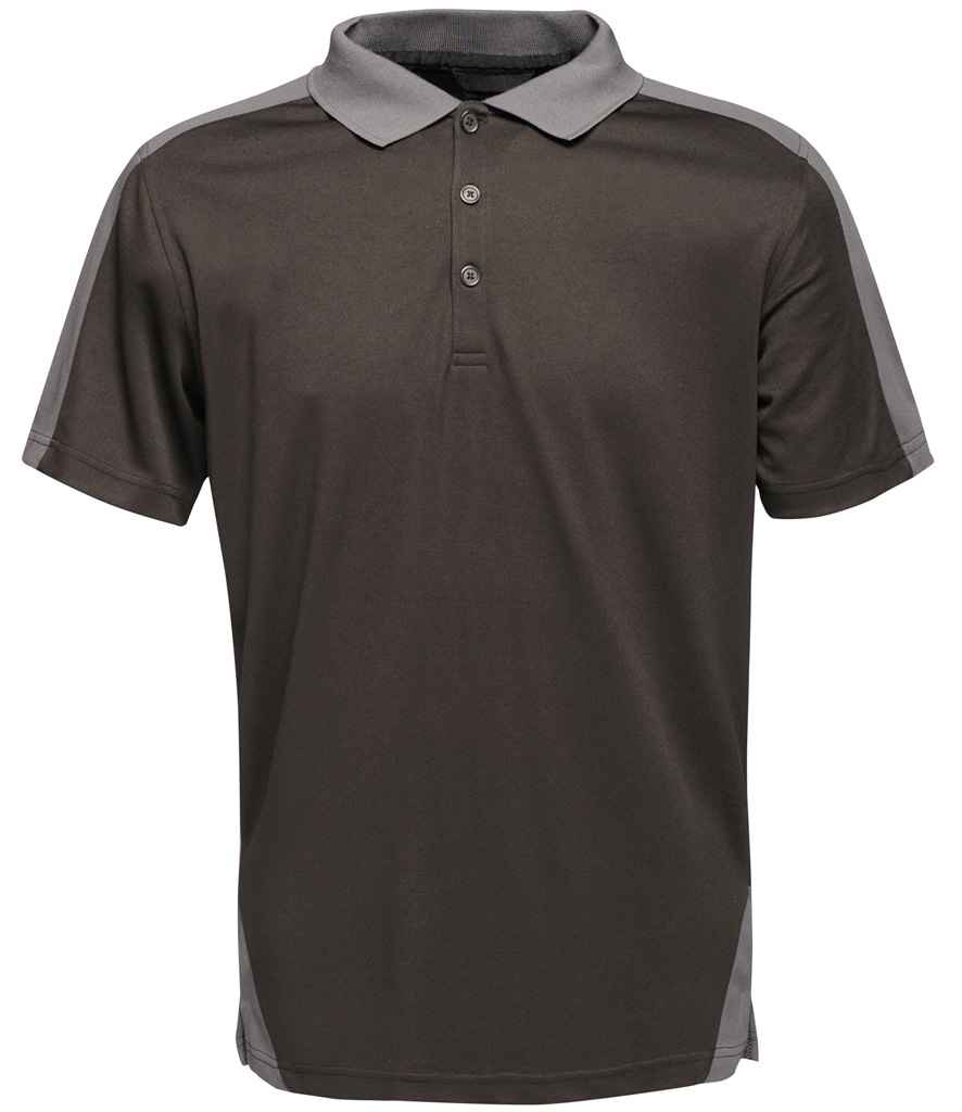 Regatta Contrast Quick Wicking Piqué Polo Shirt in Black/Seal Grey