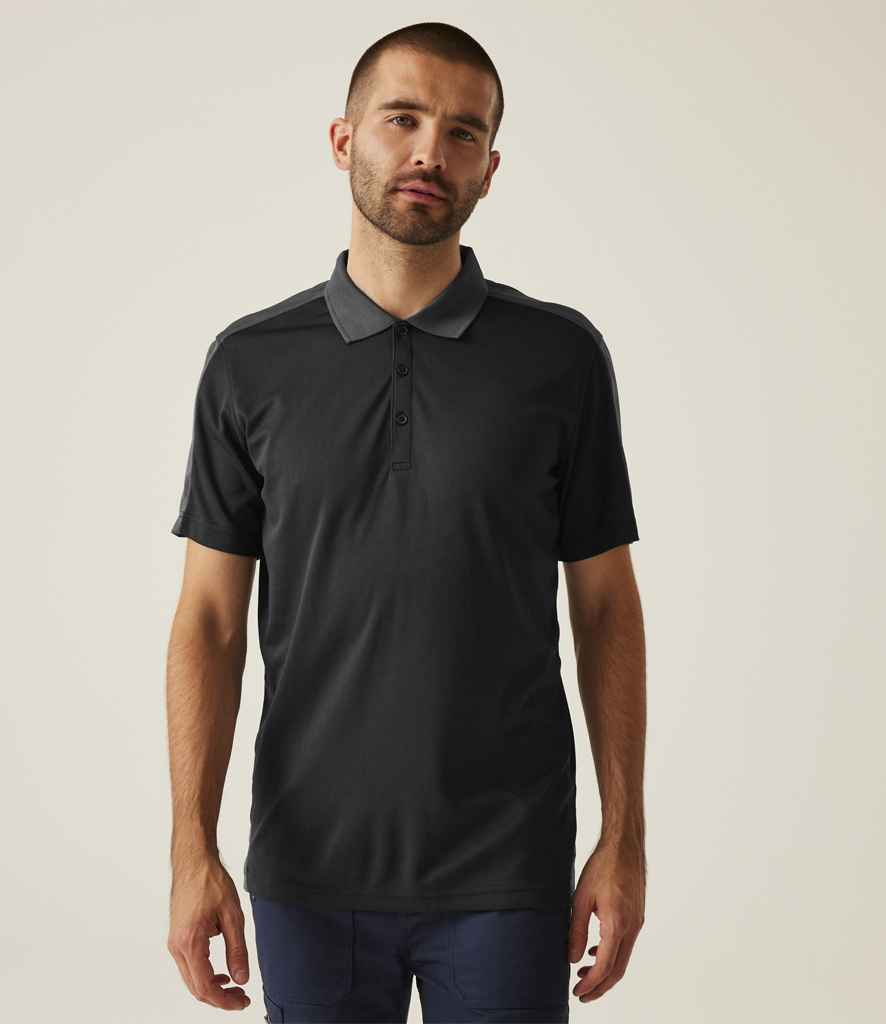 Regatta Professional Regatta Contrast Quick Wicking Piqué Polo Shirt Black/Seal Grey