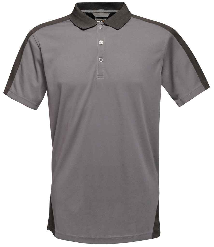 Regatta Contrast Quick Wicking Piqué Polo Shirt in Seal Grey/Black