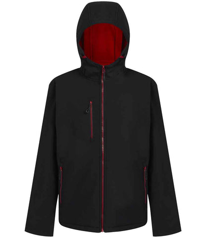 Regatta Navigate Two Layer Hooded Soft Shell Jacket in Black/Classic Red