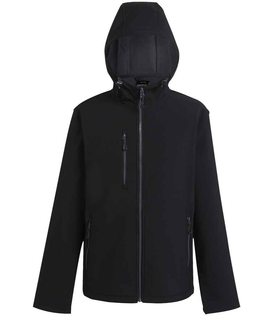 Regatta Navigate Two Layer Hooded Soft Shell Jacket in Black/Seal Grey