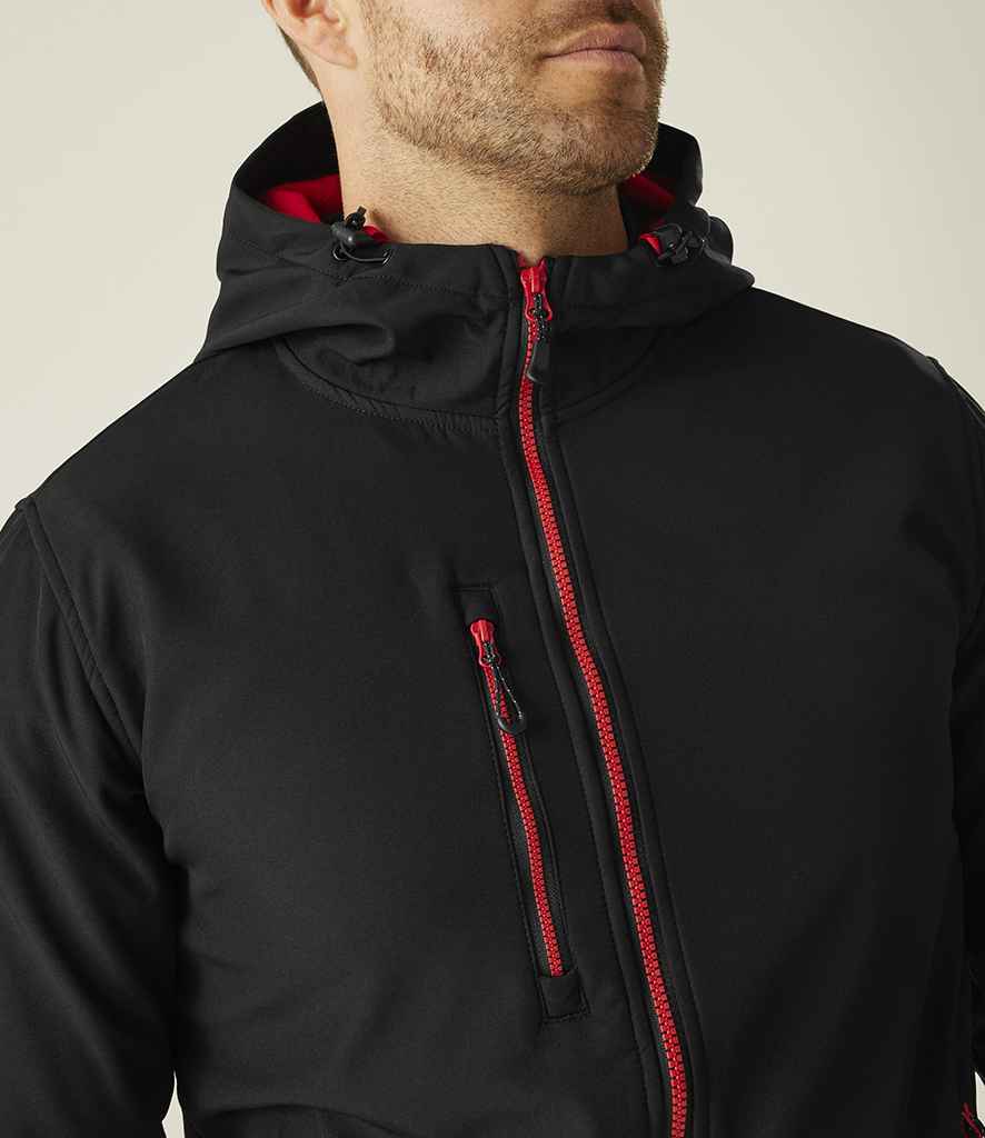 Regatta Professional Regatta Navigate Two Layer Hooded Soft Shell Jacket Black/Classic Red