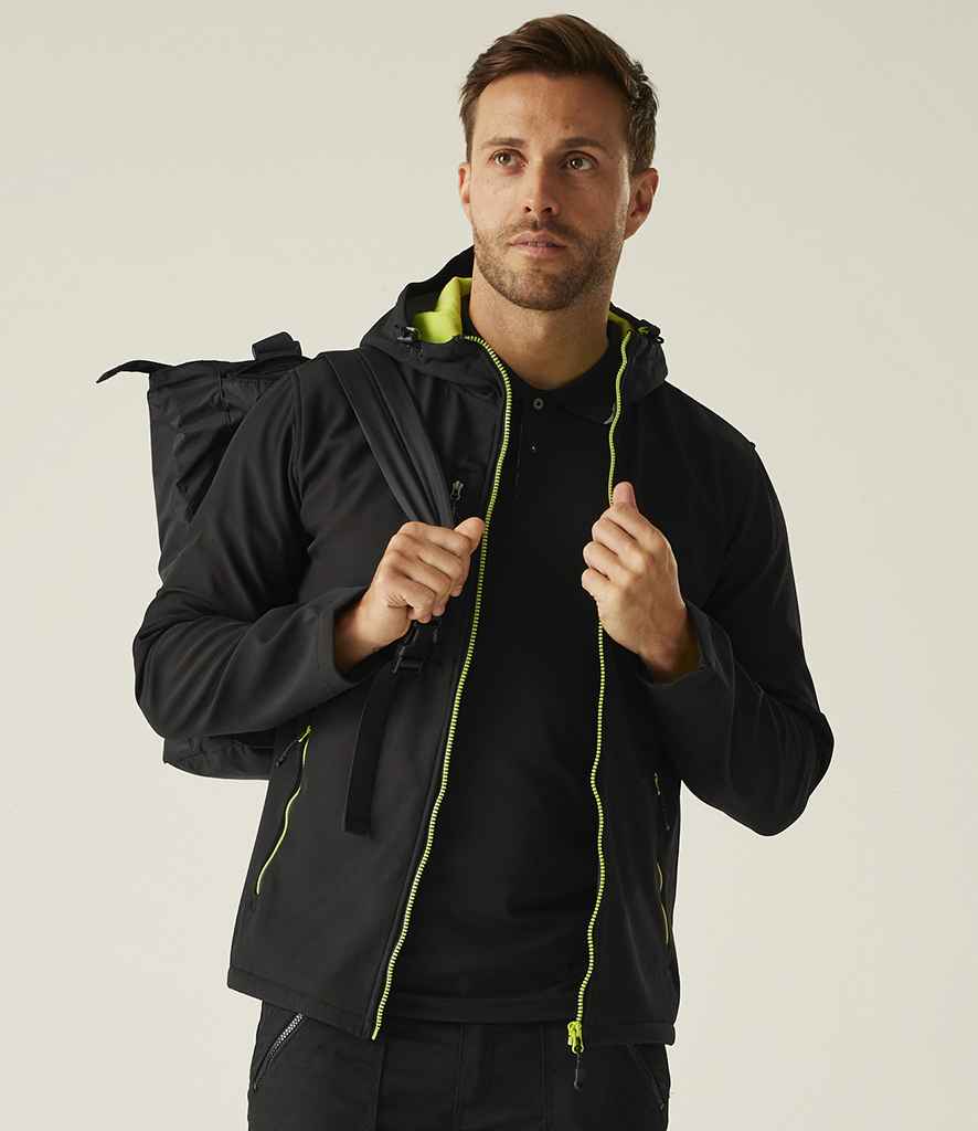Regatta Professional Regatta Navigate Two Layer Hooded Soft Shell Jacket Black/Lime Green
