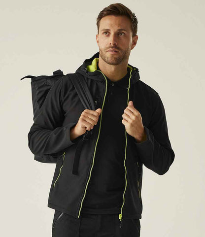 Regatta Professional Regatta Navigate Two Layer Hooded Soft Shell Jacket Black/Lime Green