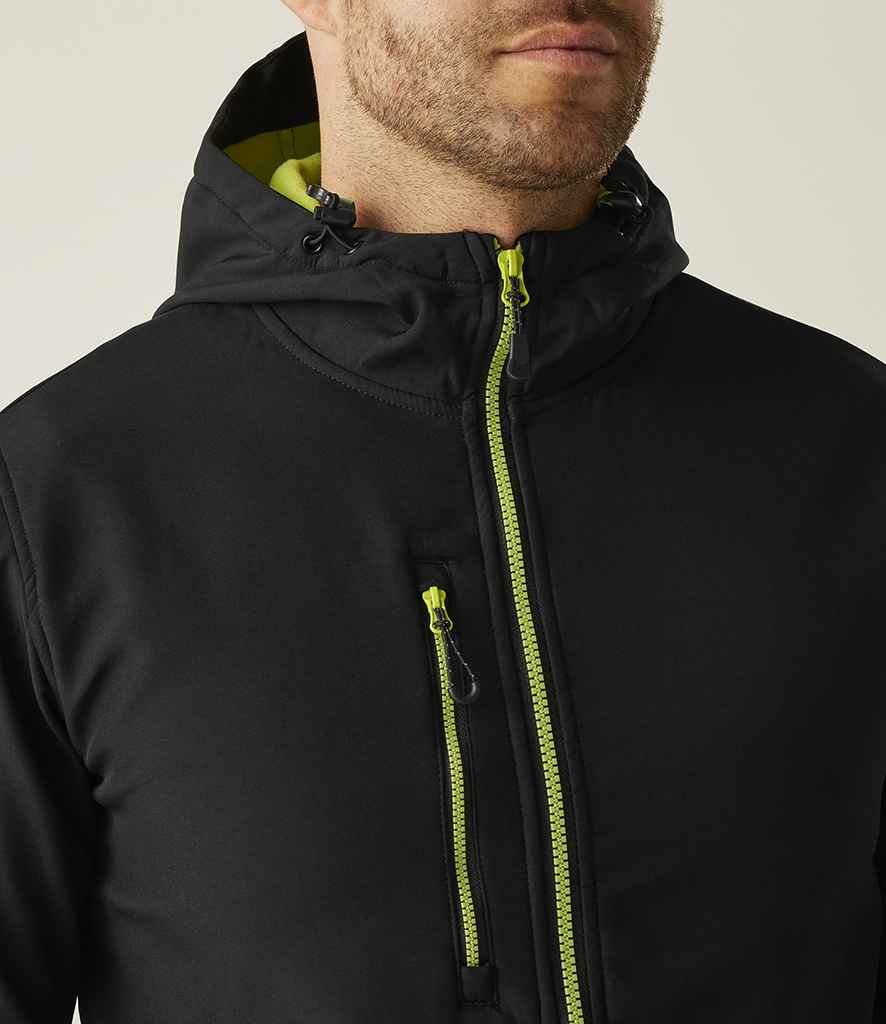 Regatta Professional Regatta Navigate Two Layer Hooded Soft Shell Jacket Black/Lime Green